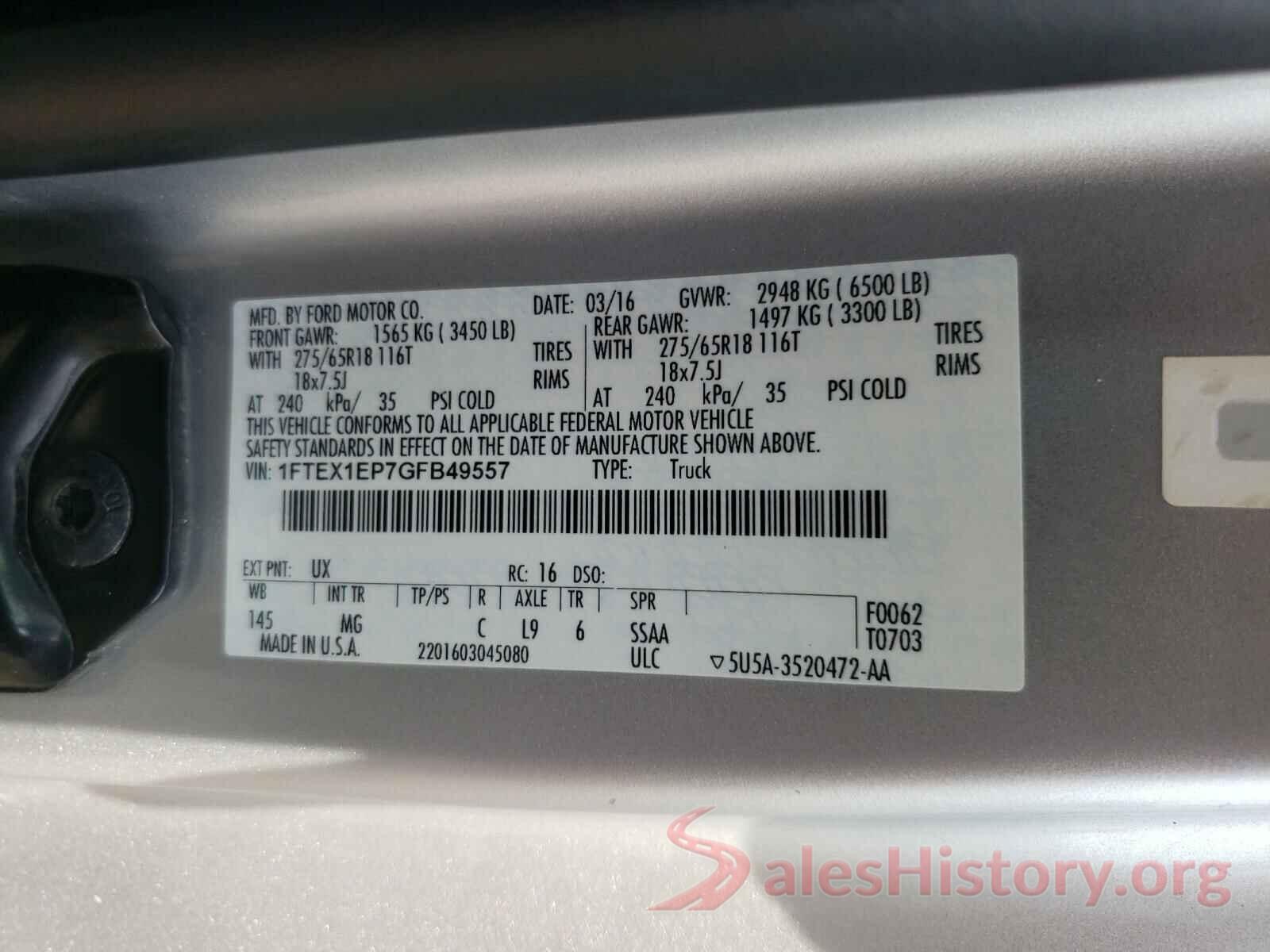 1FTEX1EP7GFB49557 2016 FORD F-150