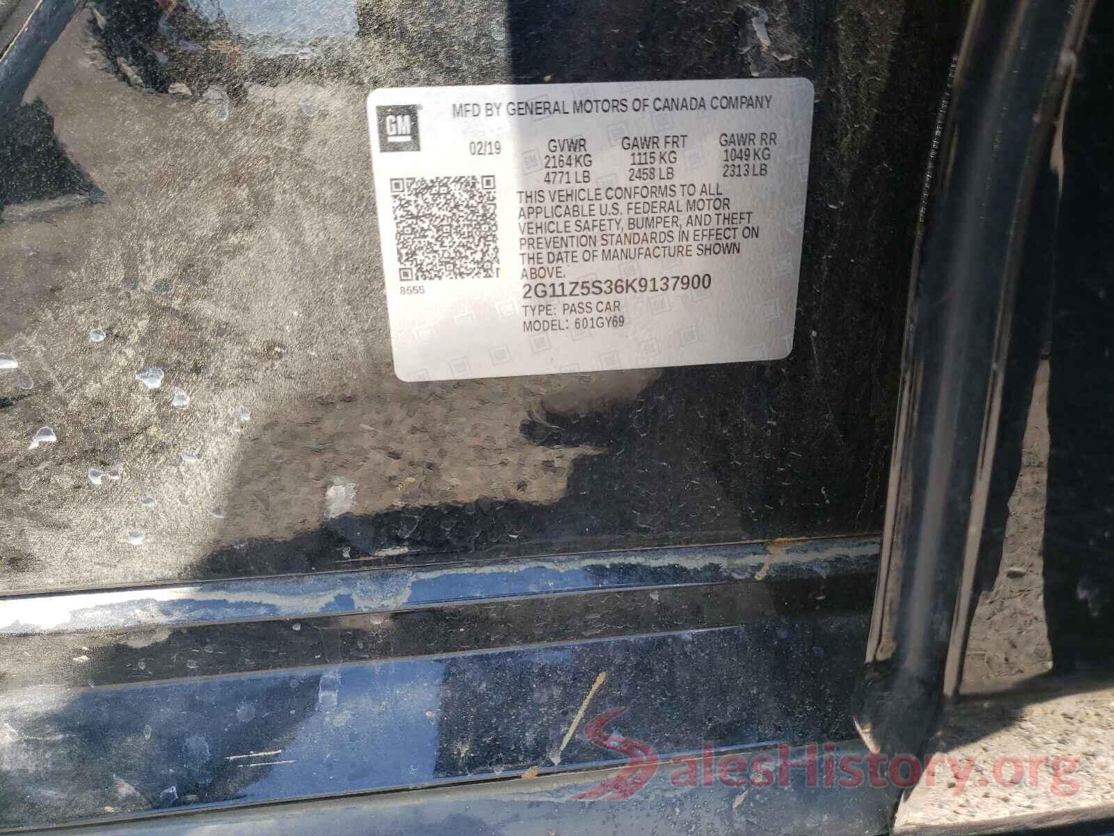 2G11Z5S36K9137900 2019 CHEVROLET IMPALA