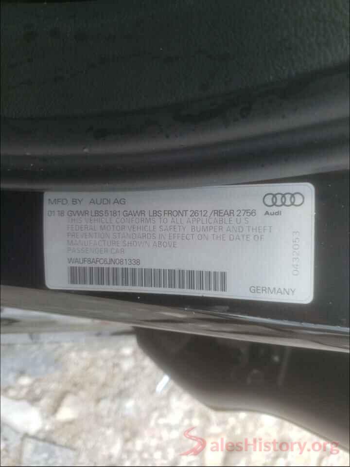 WAUF8AFC6JN081338 2018 AUDI A6