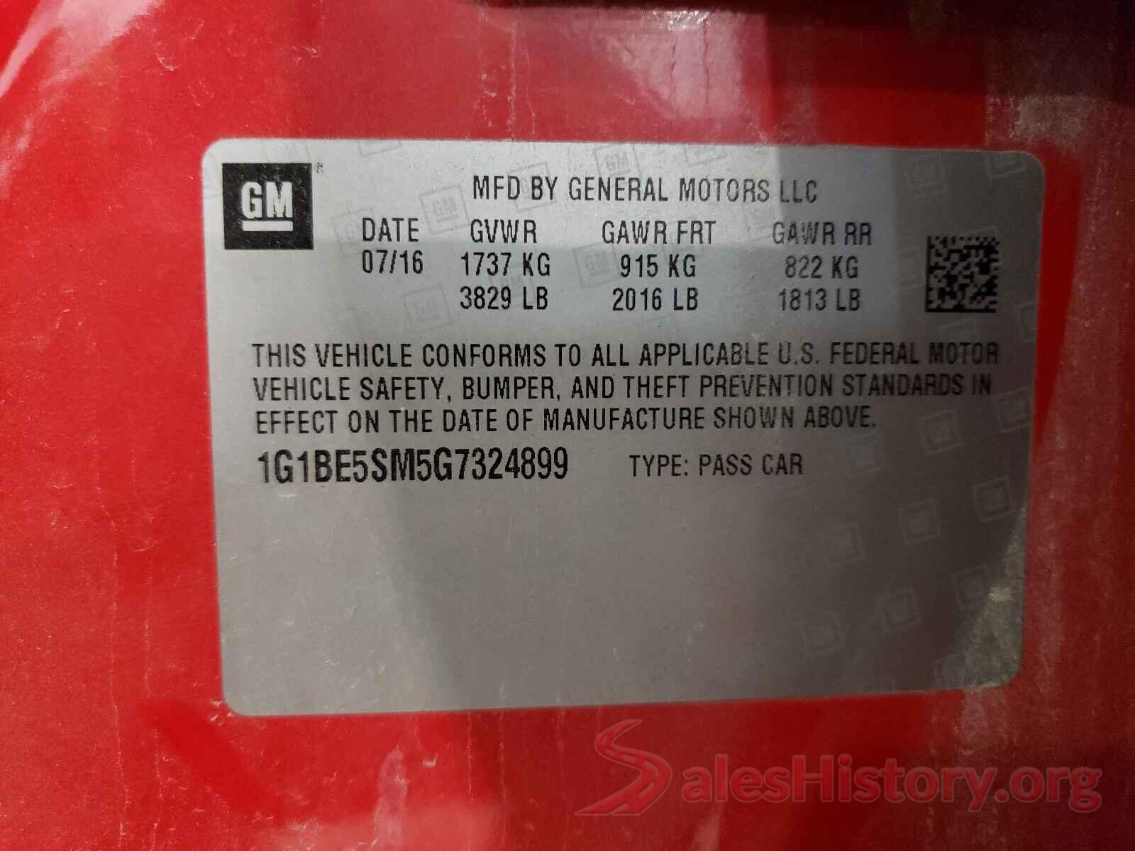 1G1BE5SM5G7324899 2016 CHEVROLET CRUZE