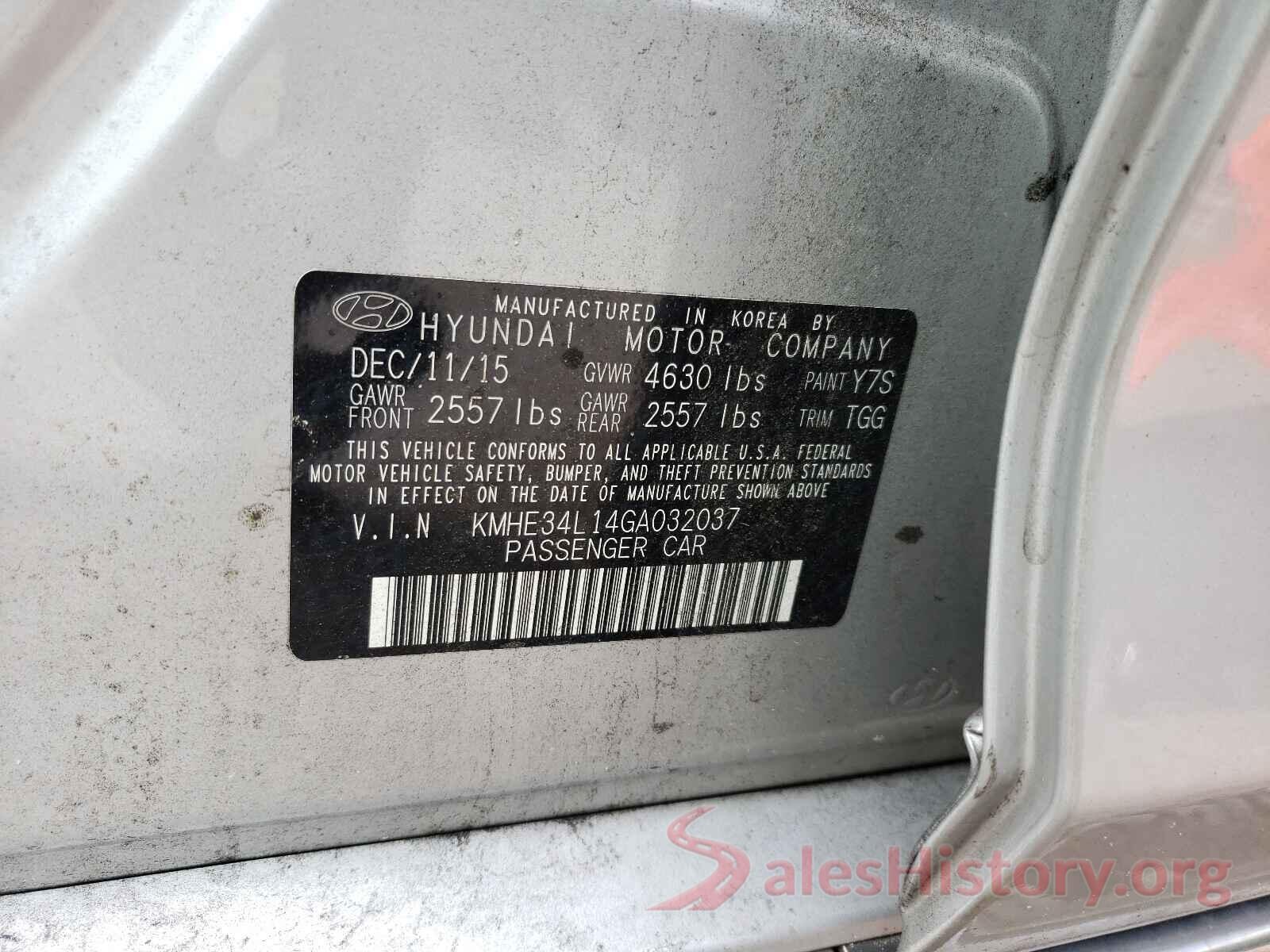 KMHE34L14GA032037 2016 HYUNDAI SONATA