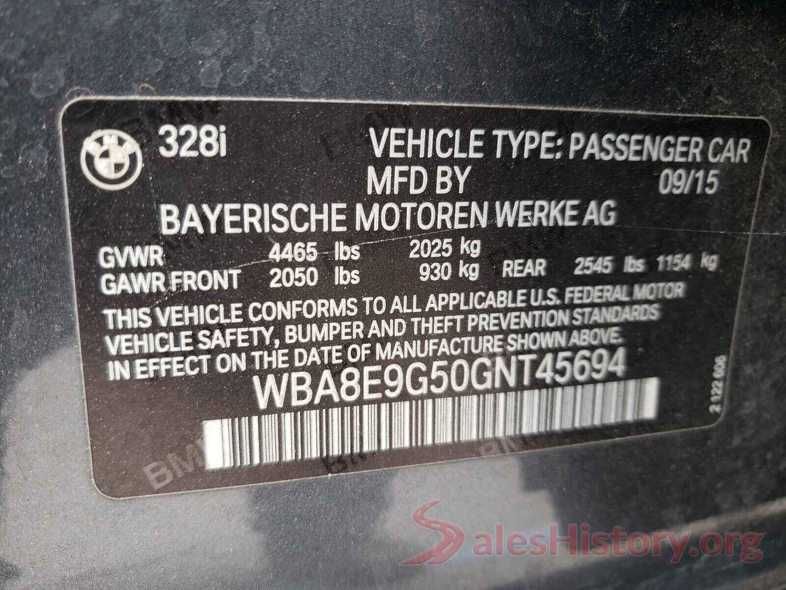 WBA8E9G50GNT45694 2016 BMW 3 SERIES