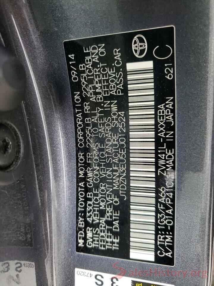 JTDZN3EU5EJ012524 2014 TOYOTA PRIUS