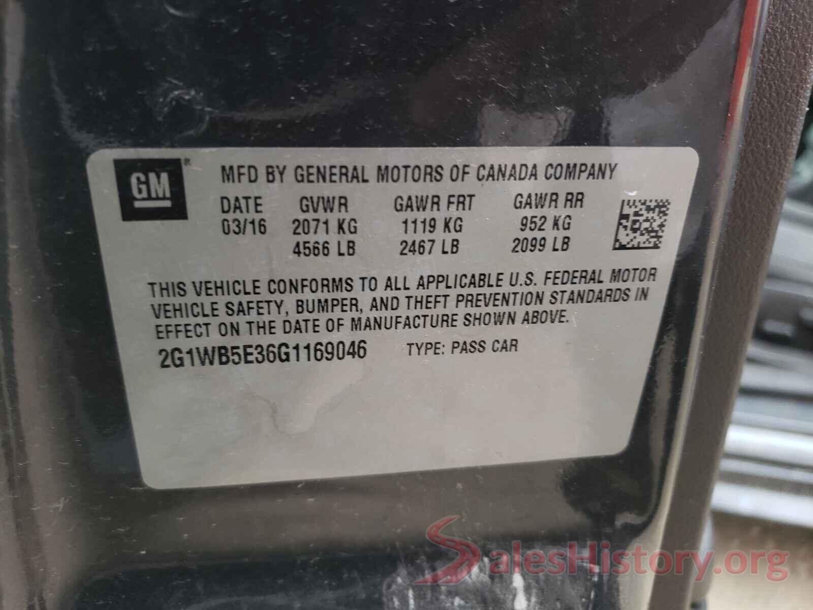 2G1WB5E36G1169046 2016 CHEVROLET IMPALA