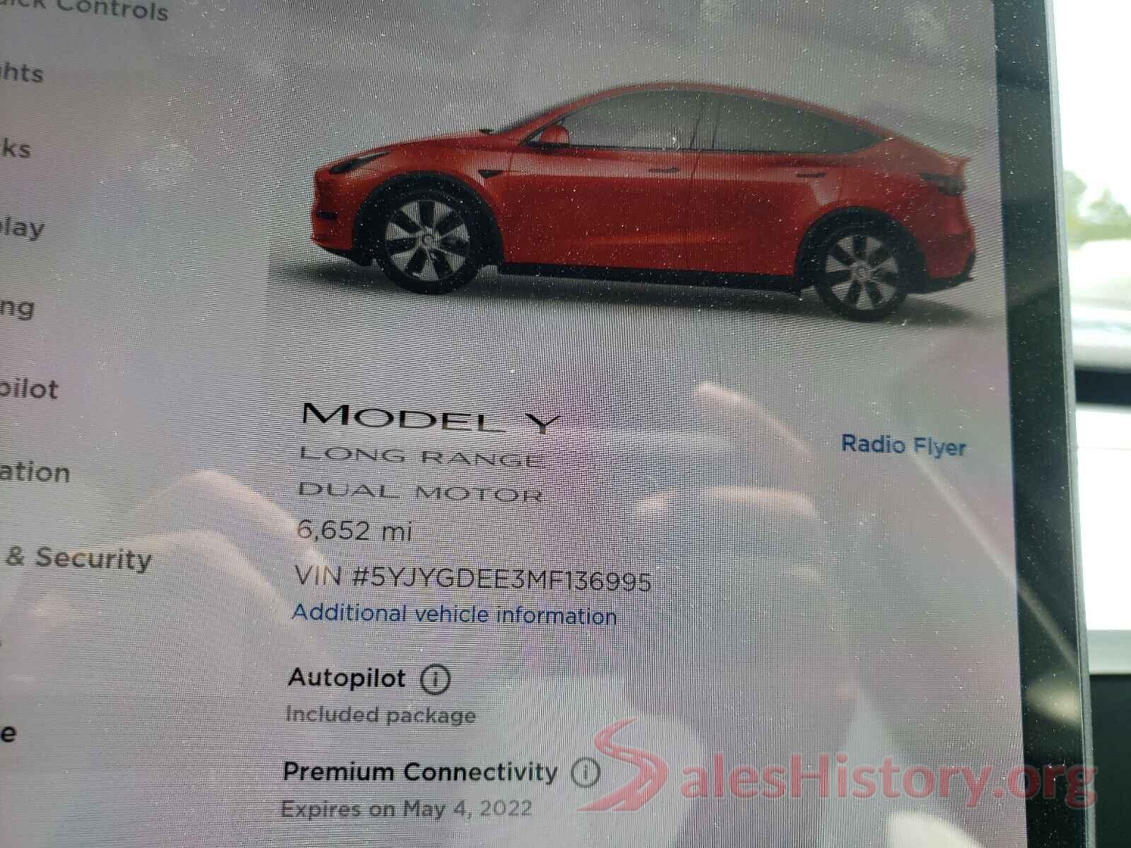 5YJYGDEE3MF136995 2021 TESLA MODEL Y