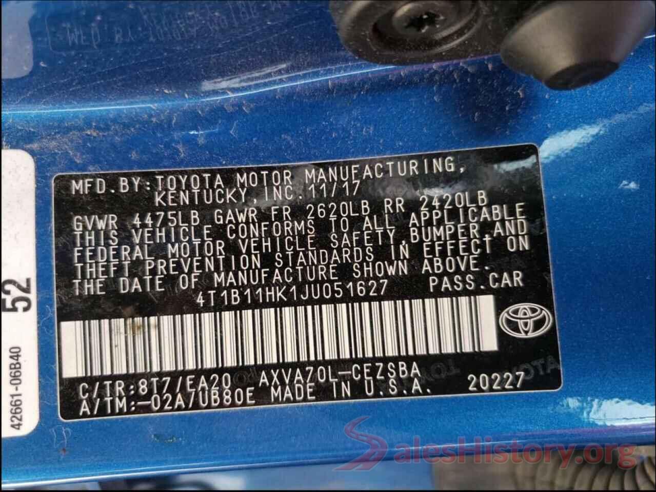 4T1B11HK1JU051627 2018 TOYOTA CAMRY