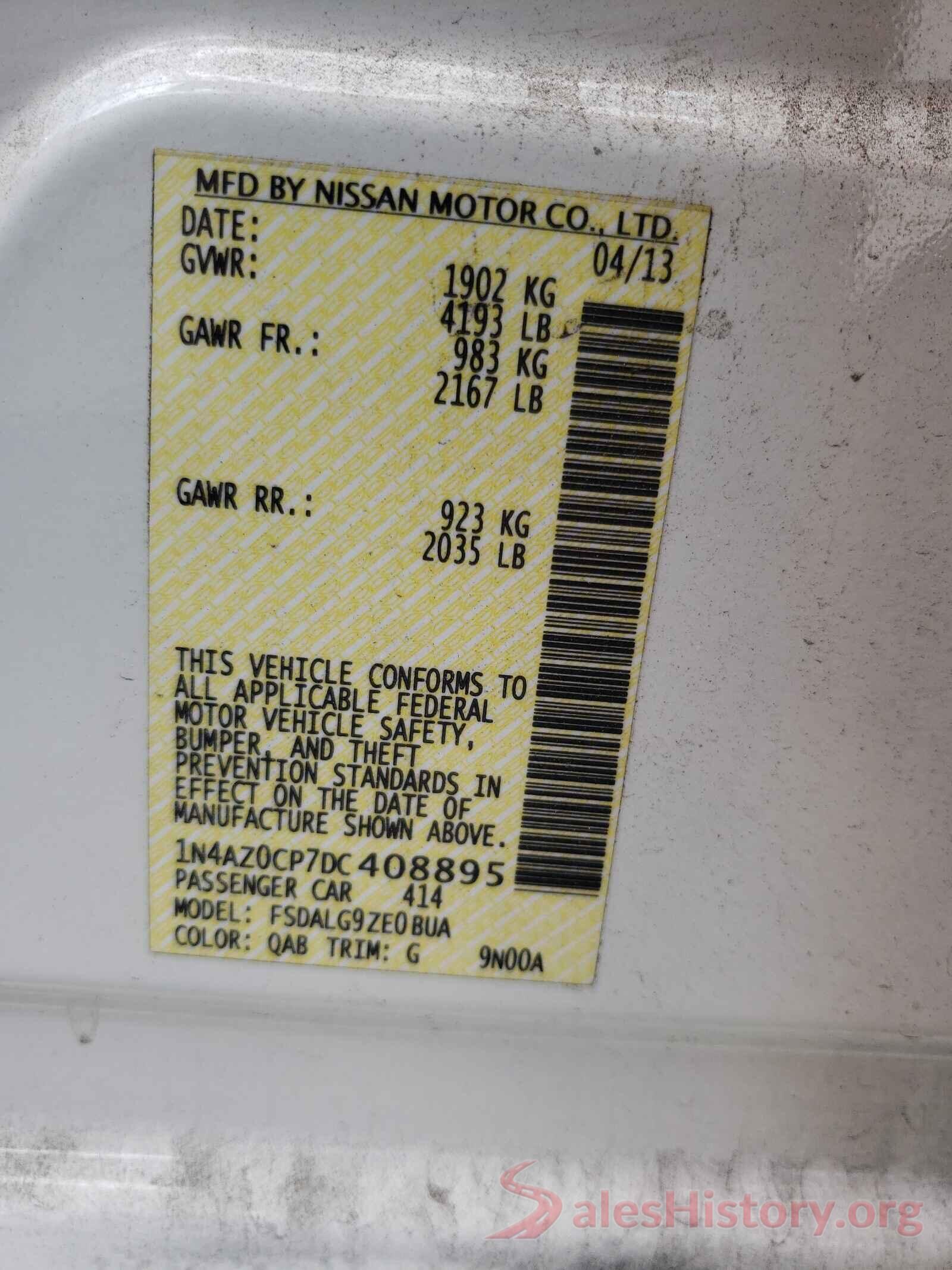 1N4AZ0CP7DC408895 2013 NISSAN LEAF