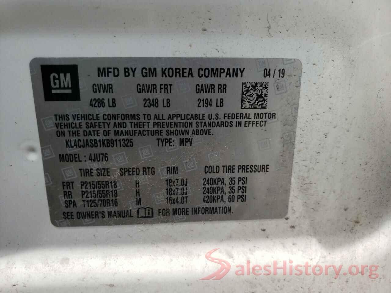 KL4CJASB1KB911325 2019 BUICK ENCORE