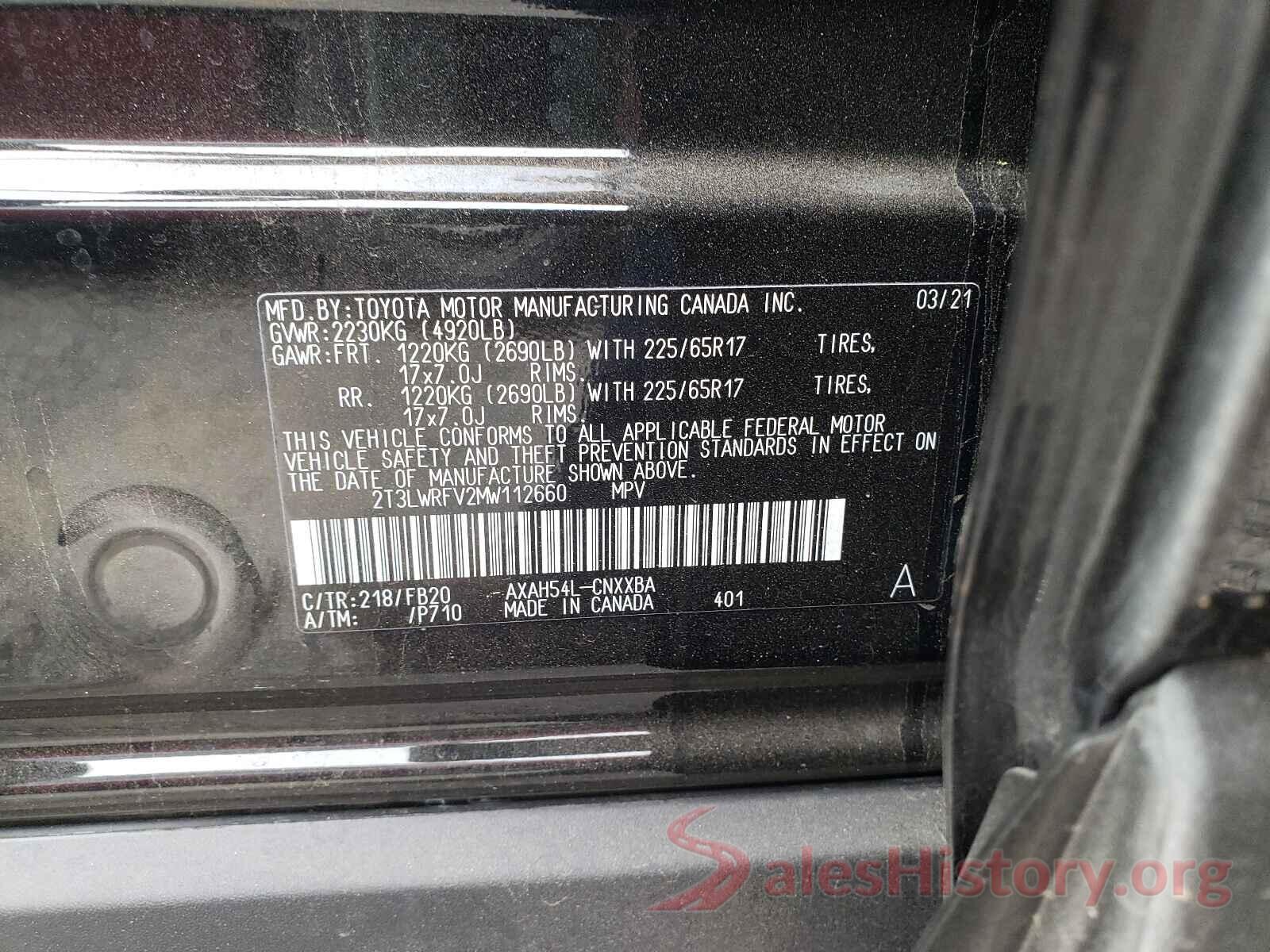 2T3LWRFV2MW112660 2021 TOYOTA RAV4