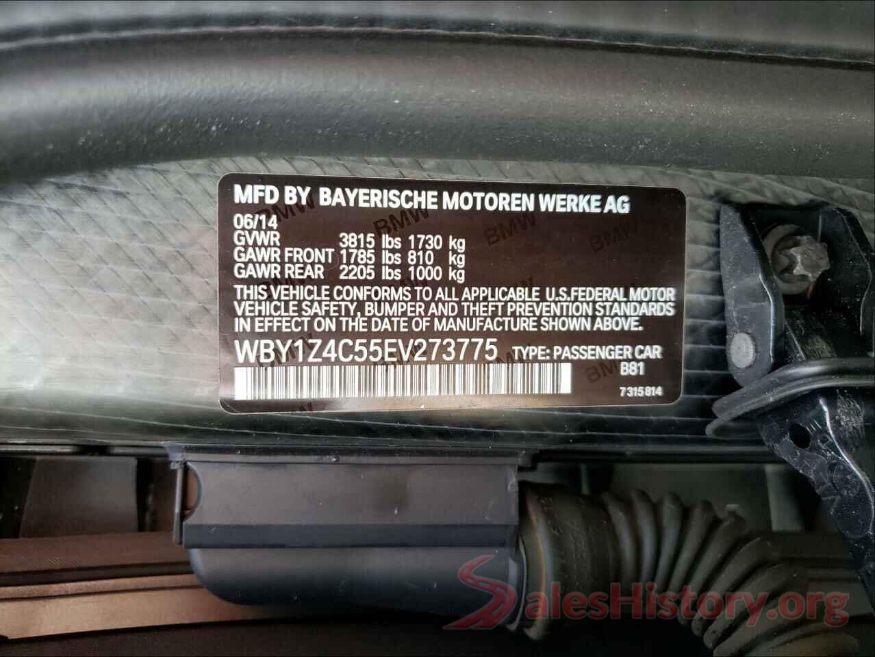 WBY1Z4C55EV273775 2014 BMW I SERIES