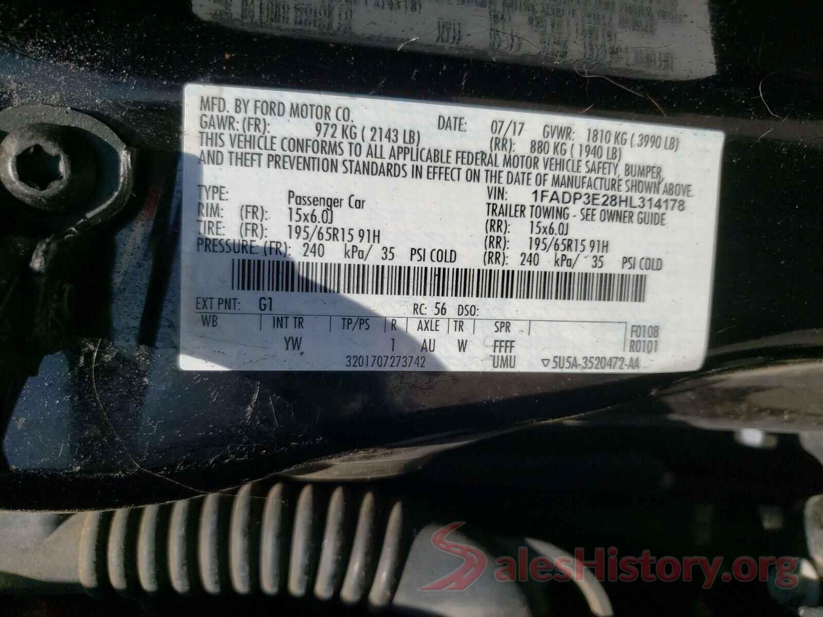 1FADP3E28HL314178 2017 FORD FOCUS