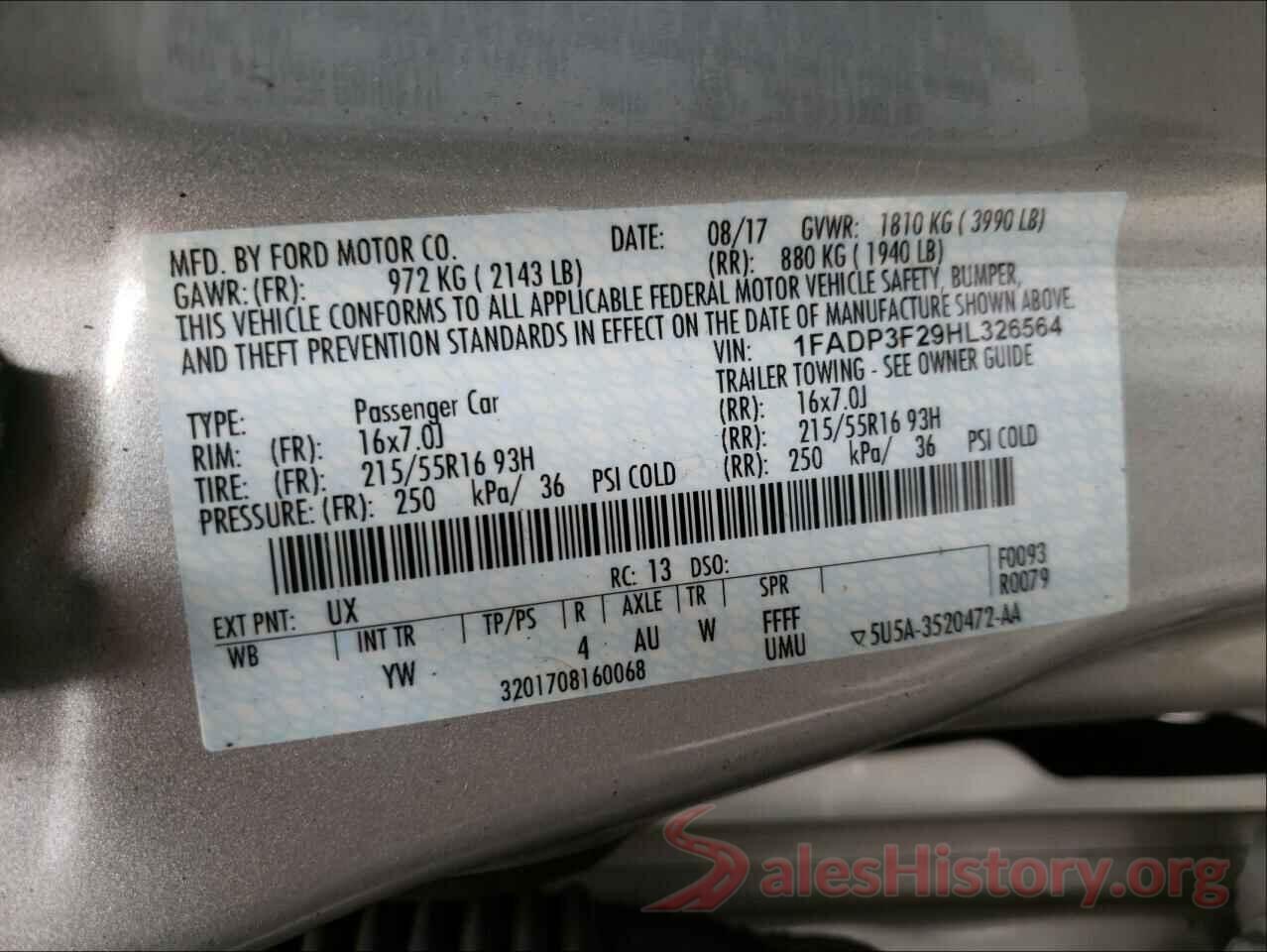 1FADP3F29HL326564 2017 FORD FOCUS