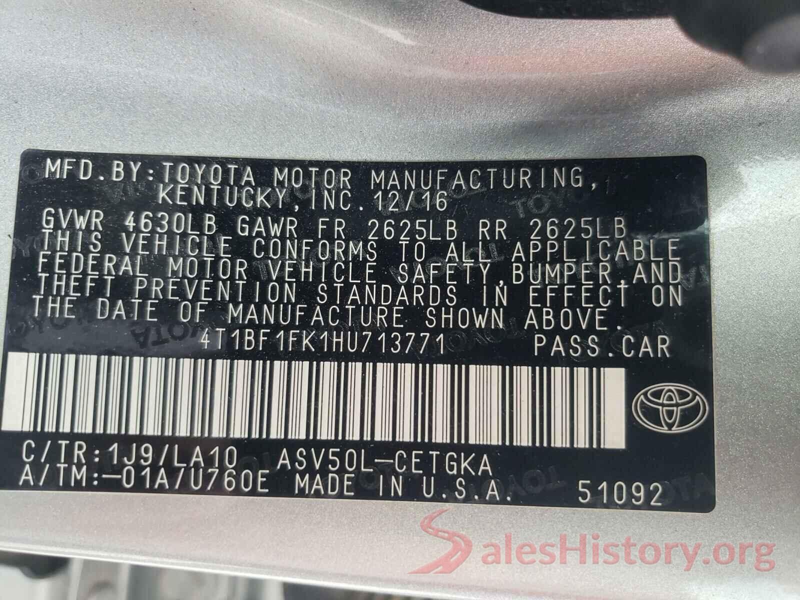 4T1BF1FK1HU713771 2017 TOYOTA CAMRY