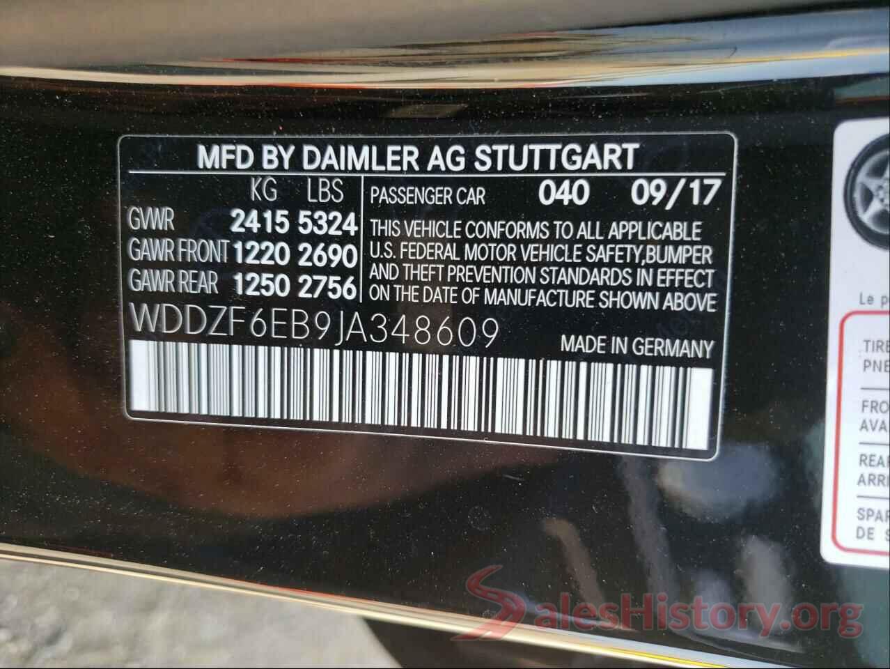 WDDZF6EB9JA348609 2018 MERCEDES-BENZ E-CLASS