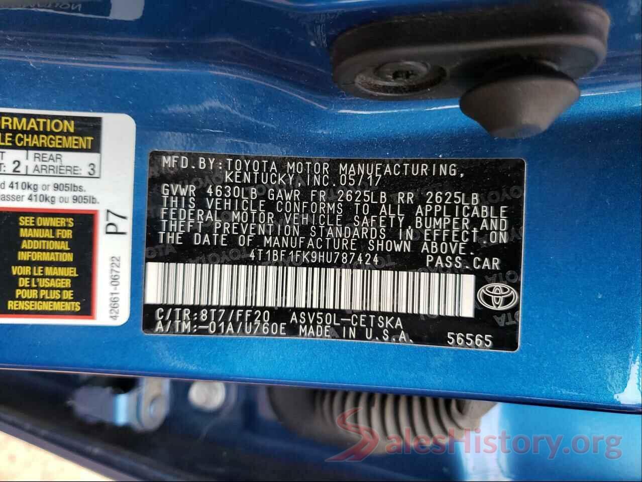 4T1BF1FK9HU787424 2017 TOYOTA CAMRY