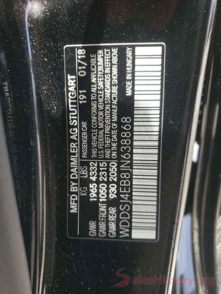 WDDSJ4EB8JN638868 2018 MERCEDES-BENZ CLA-CLASS