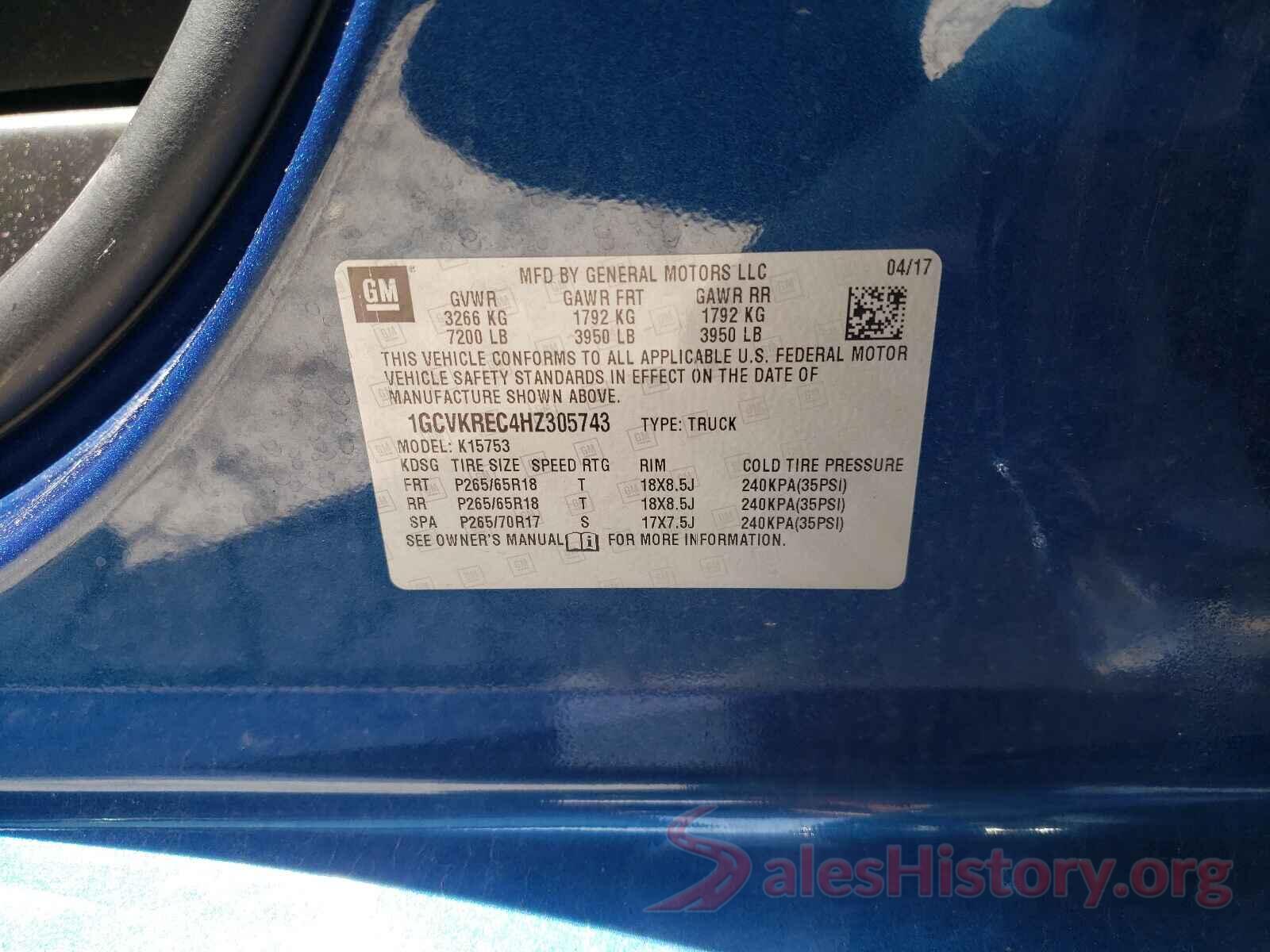 1GCVKREC4HZ305743 2017 CHEVROLET SILVERADO