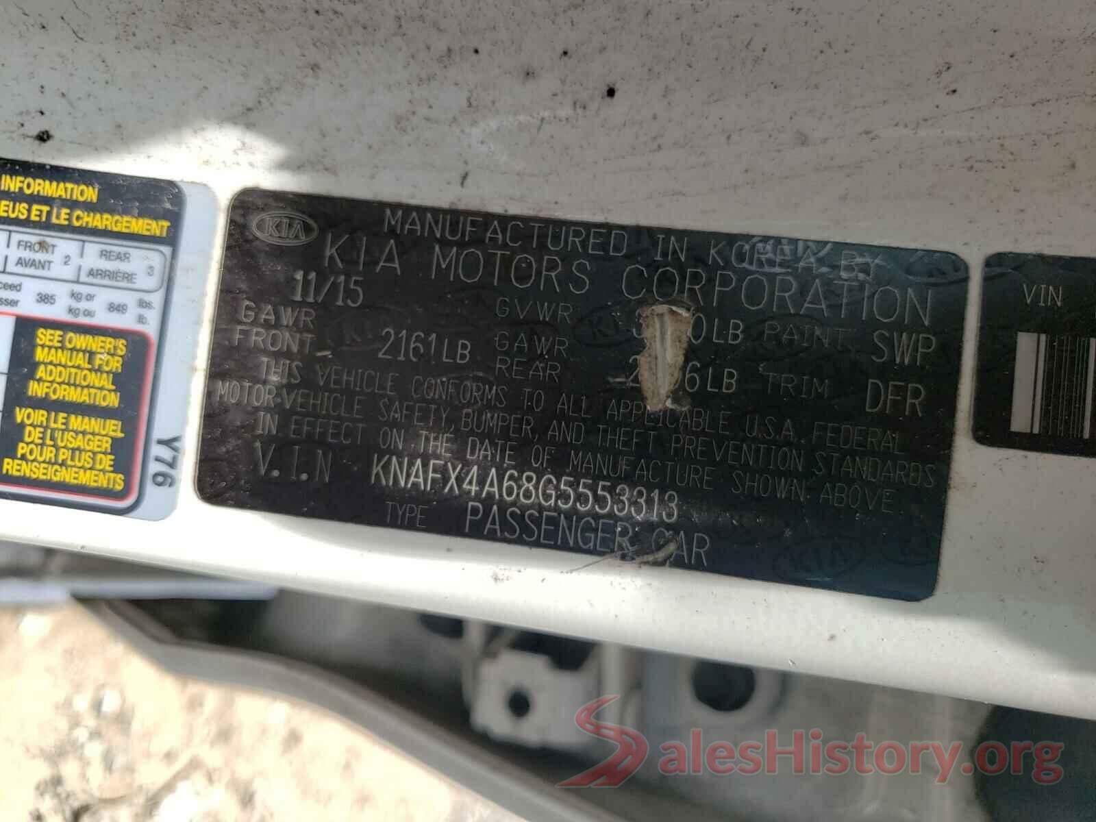 KNAFX4A68G5553313 2016 KIA FORTE