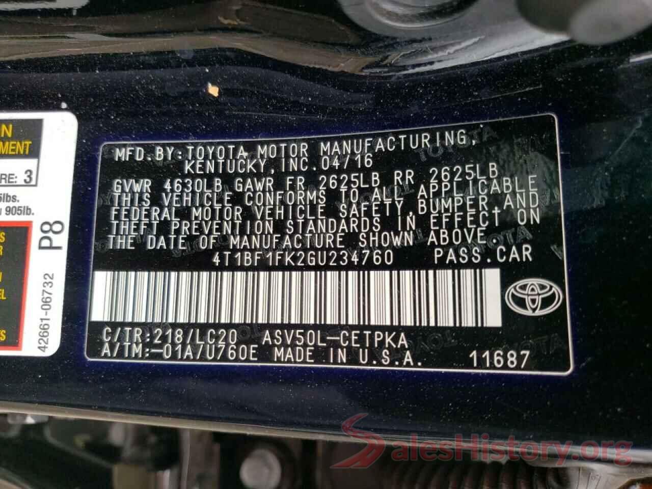 4T1BF1FK2GU234760 2016 TOYOTA CAMRY