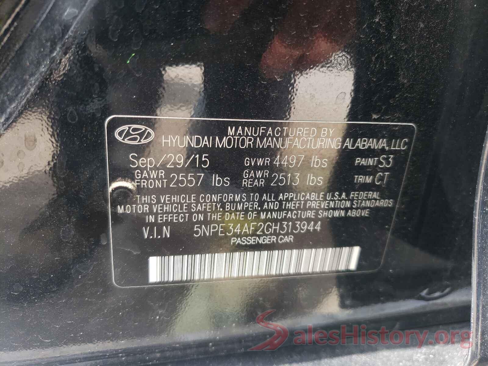 5NPE34AF2GH313944 2016 HYUNDAI SONATA