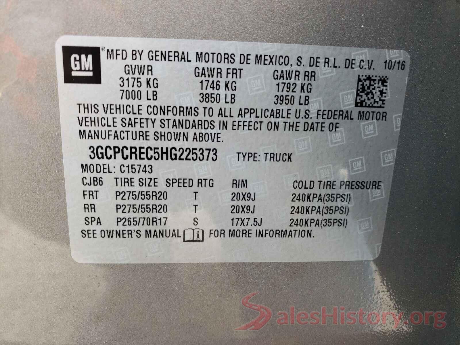 3GCPCREC5HG225373 2017 CHEVROLET SILVERADO