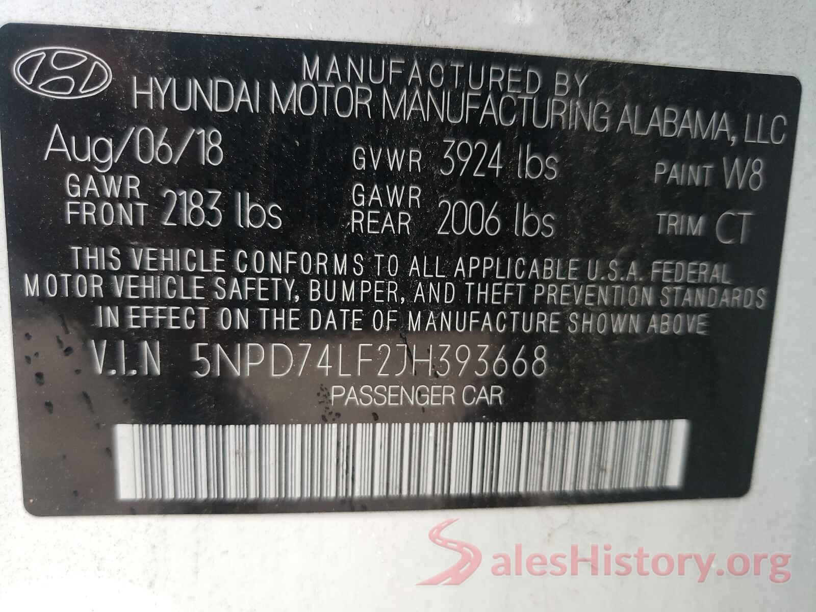 5NPD74LF2JH393668 2018 HYUNDAI ELANTRA