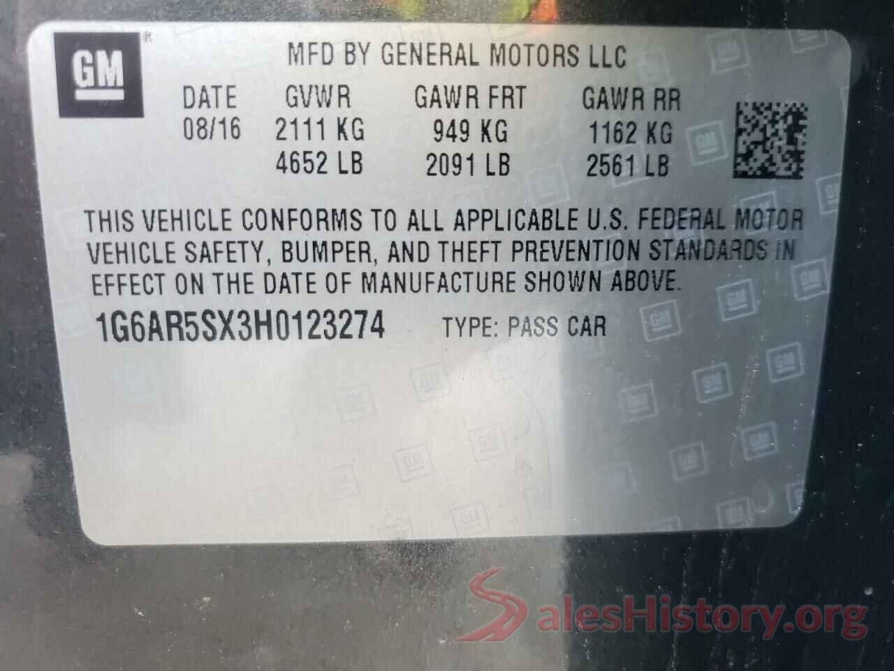 1G6AR5SX3H0123274 2017 CADILLAC CT6