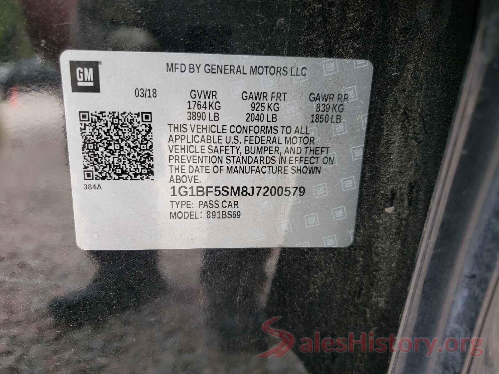 1G1BF5SM8J7200579 2018 CHEVROLET CRUZE