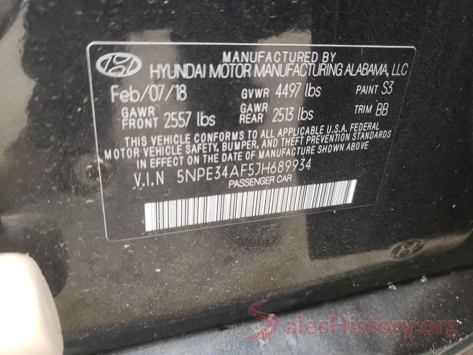 5NPE34AF5JH689934 2018 HYUNDAI SONATA