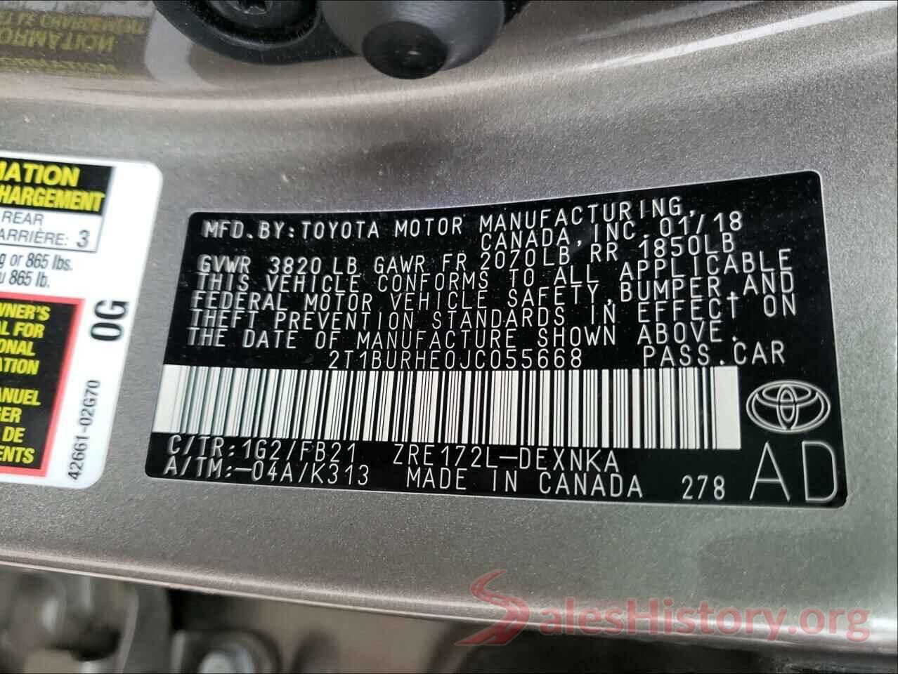 2T1BURHE0JC055668 2018 TOYOTA COROLLA