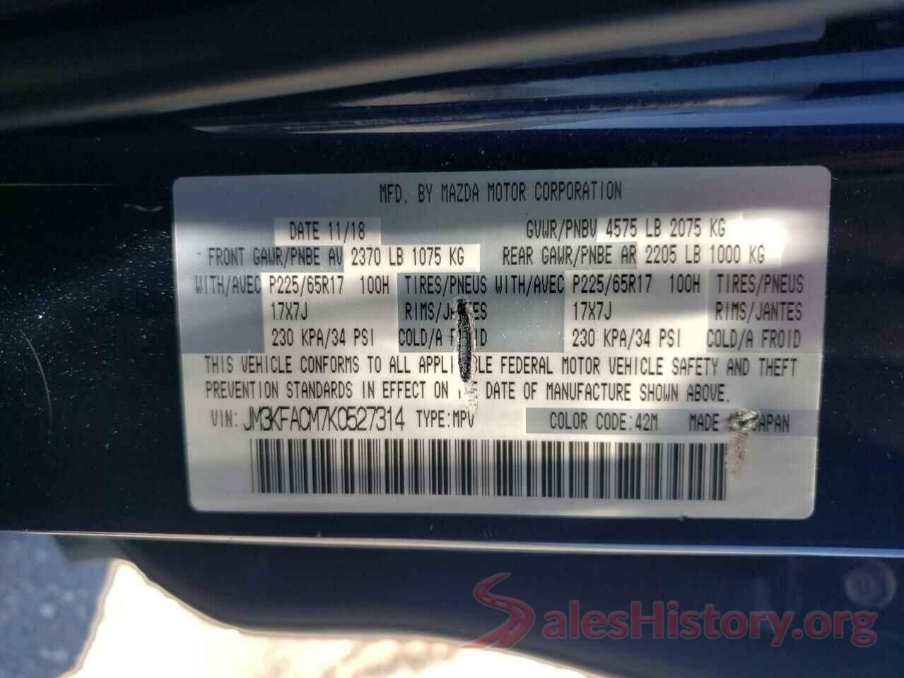 JM3KFACM7K0527314 2019 MAZDA CX-5