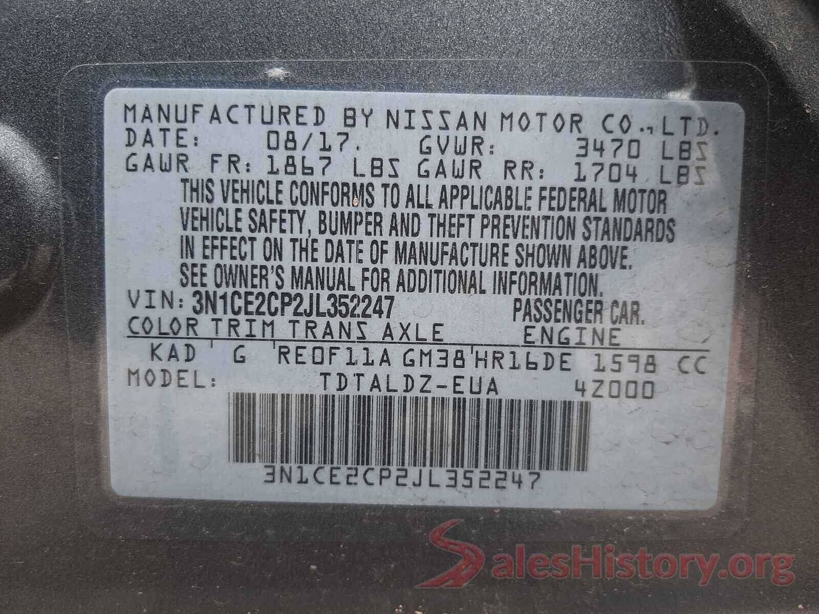 3N1CE2CP2JL352247 2018 NISSAN VERSA