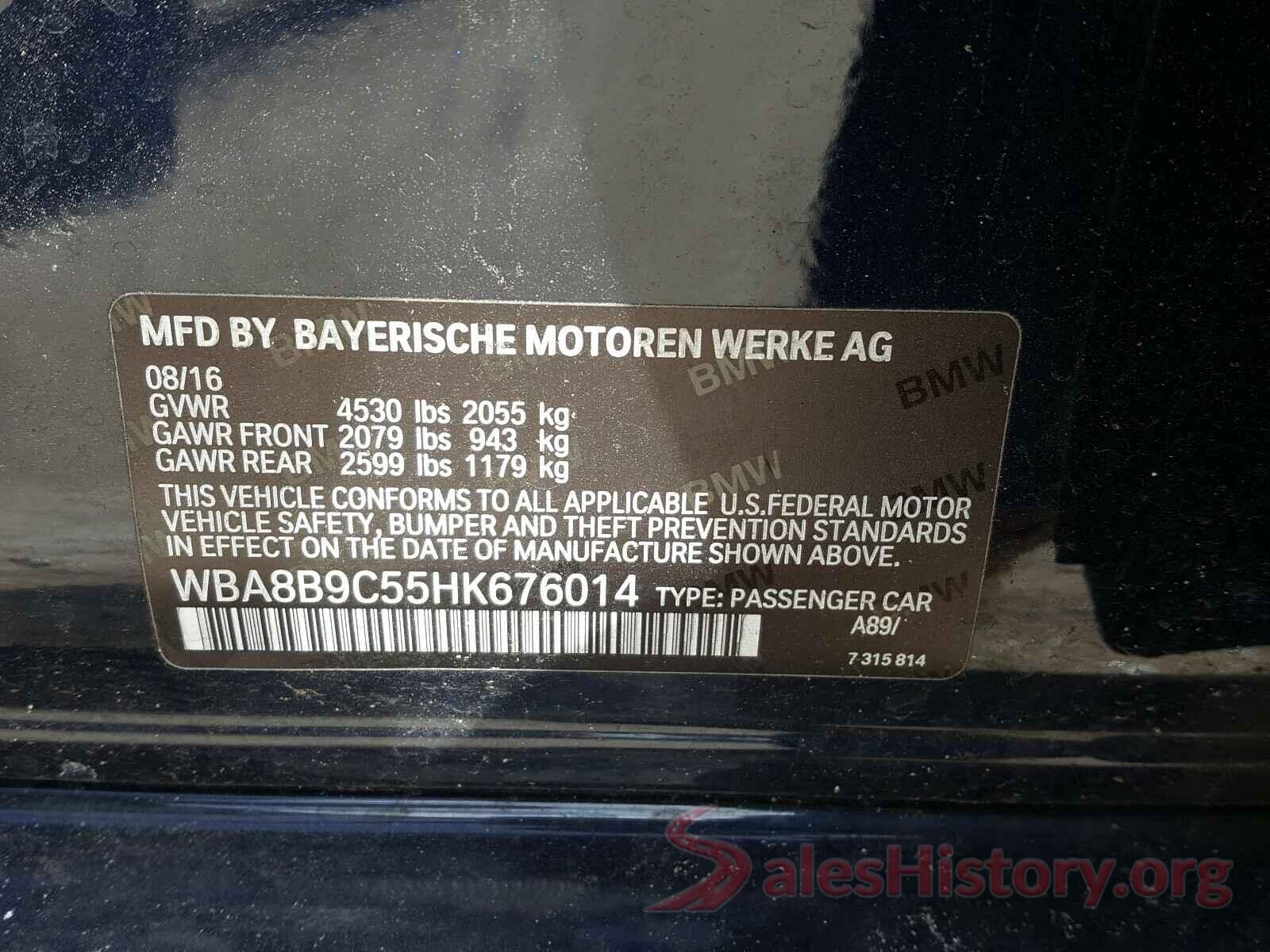 WBA8B9C55HK676014 2017 BMW 3 SERIES