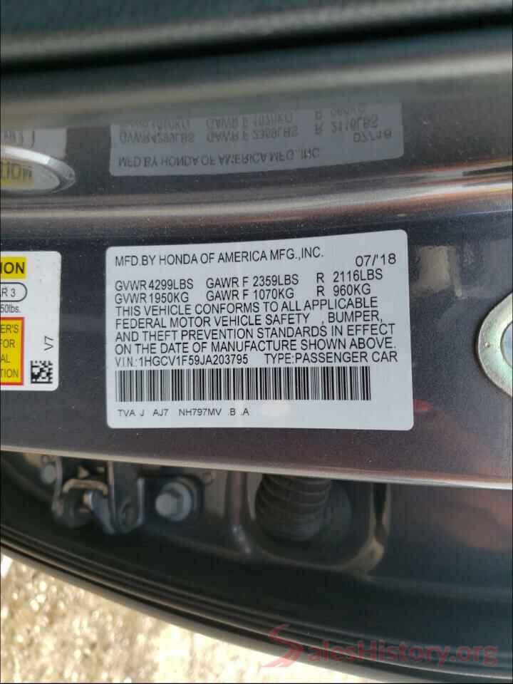 1HGCV1F59JA203795 2018 HONDA ACCORD