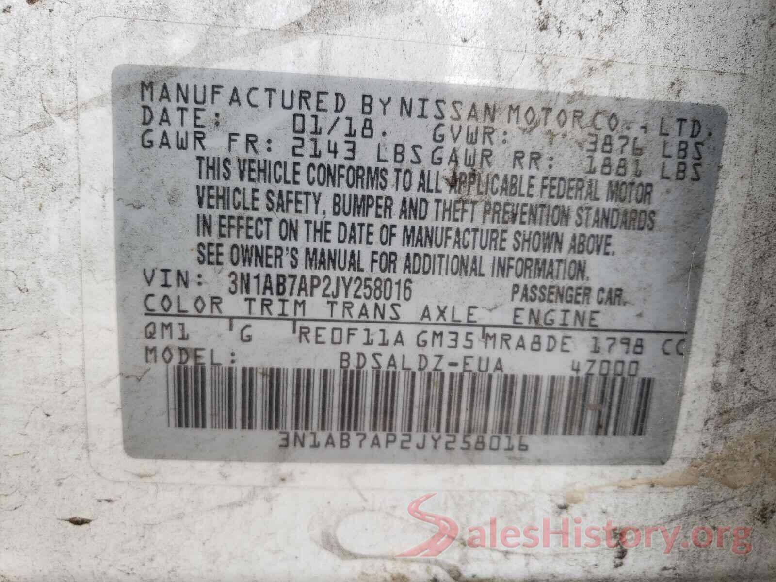 3N1AB7AP2JY258016 2018 NISSAN SENTRA