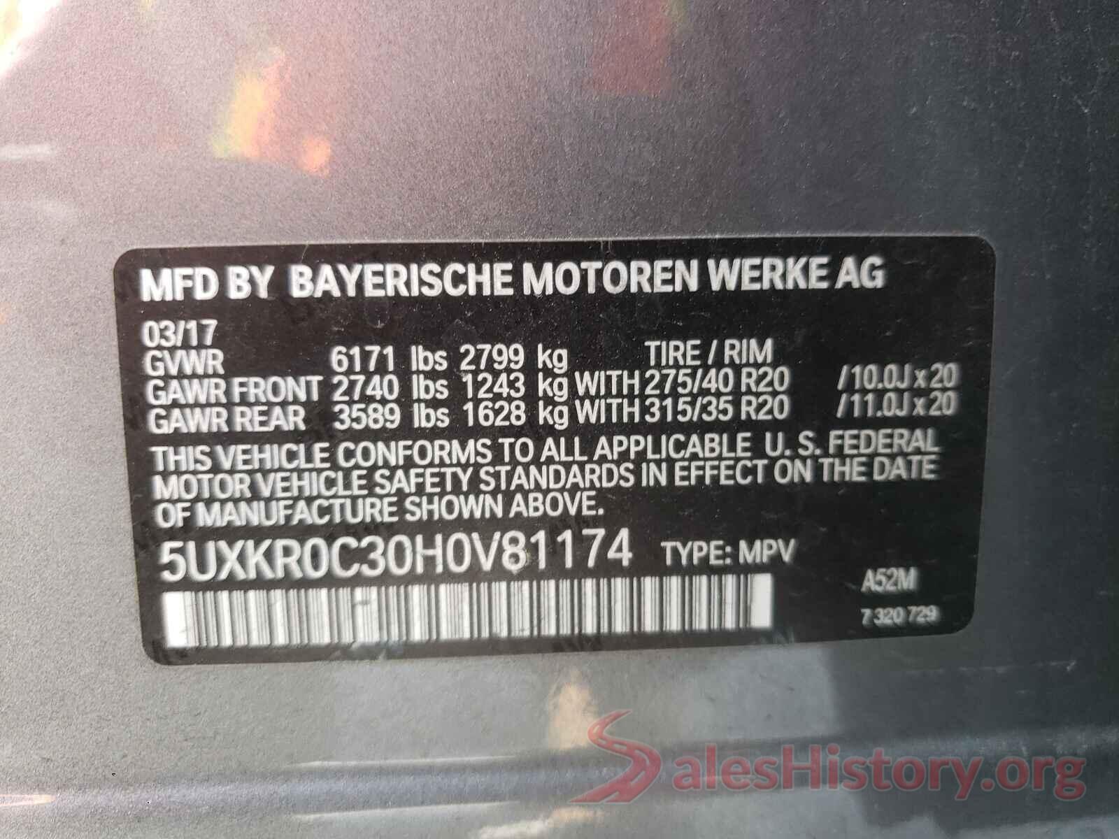 5UXKR0C30H0V81174 2017 BMW X5