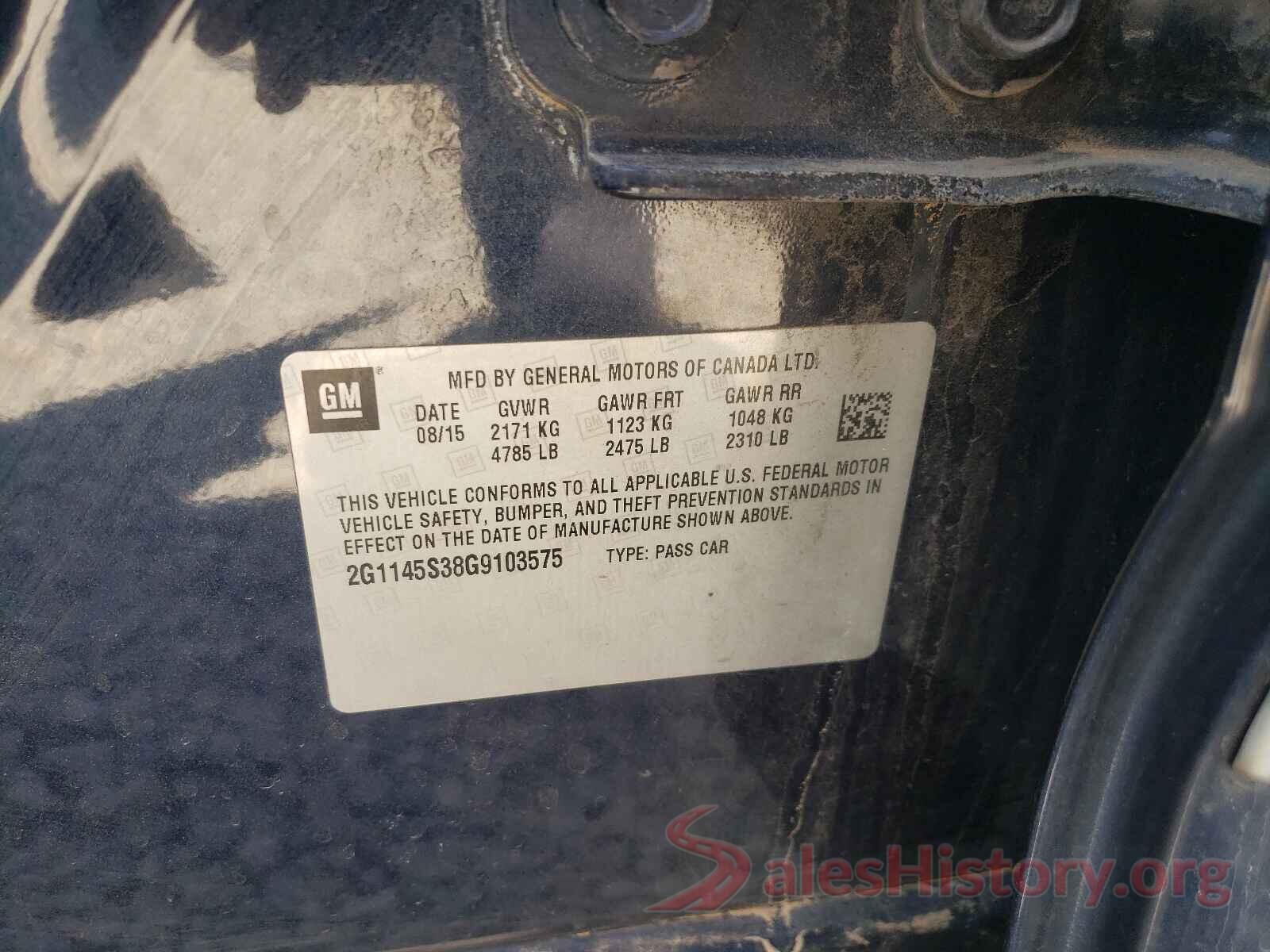 2G1145S38G9103575 2016 CHEVROLET IMPALA