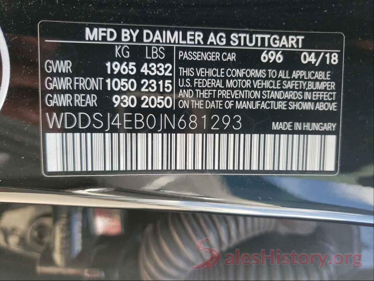 WDDSJ4EB0JN681293 2018 MERCEDES-BENZ CLA-CLASS