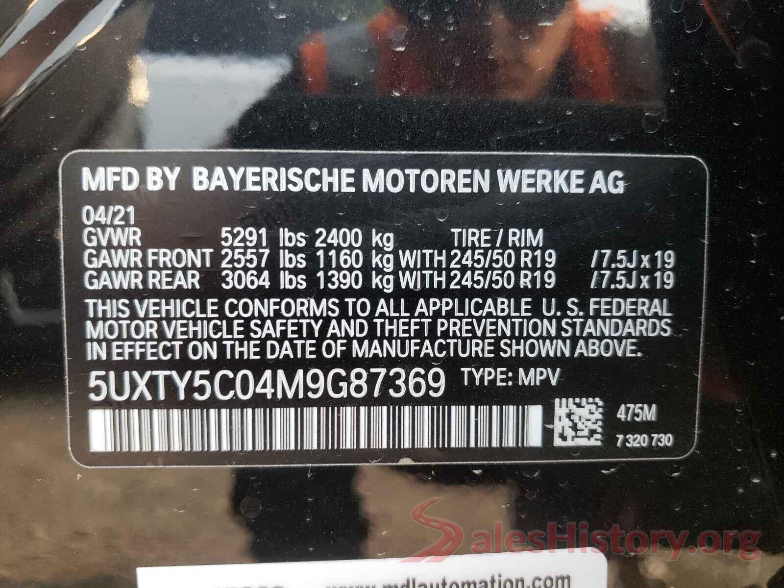 5UXTY5C04M9G87369 2021 BMW X3