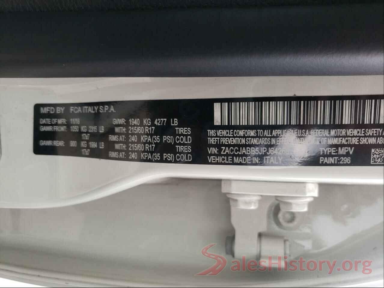 ZACCJABB5JPJ64268 2018 JEEP RENEGADE