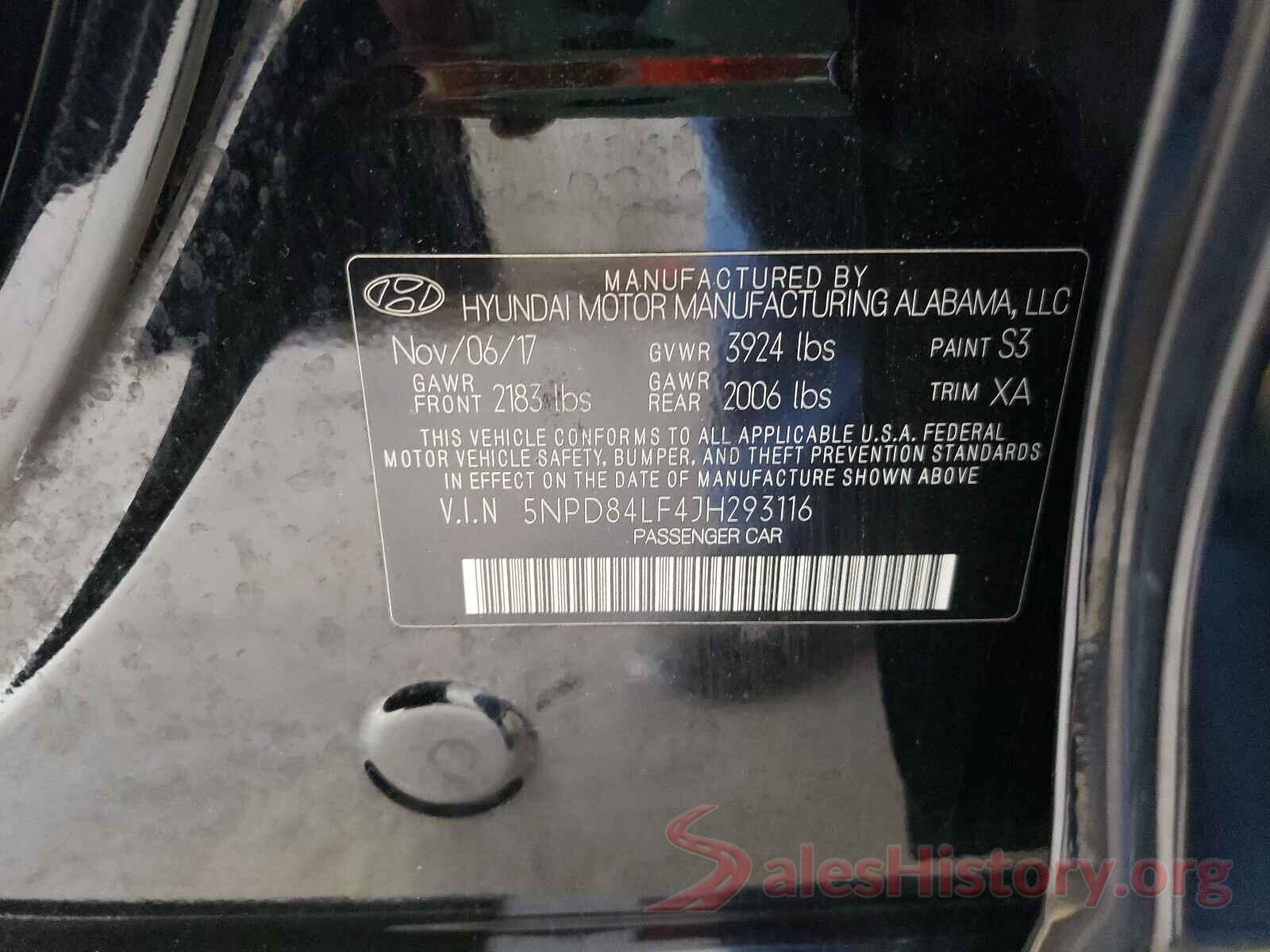 5NPD84LF4JH293116 2018 HYUNDAI ELANTRA