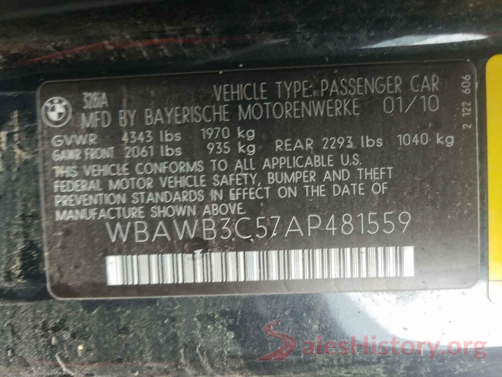 WBAWB3C57AP481559 2010 BMW 3 SERIES