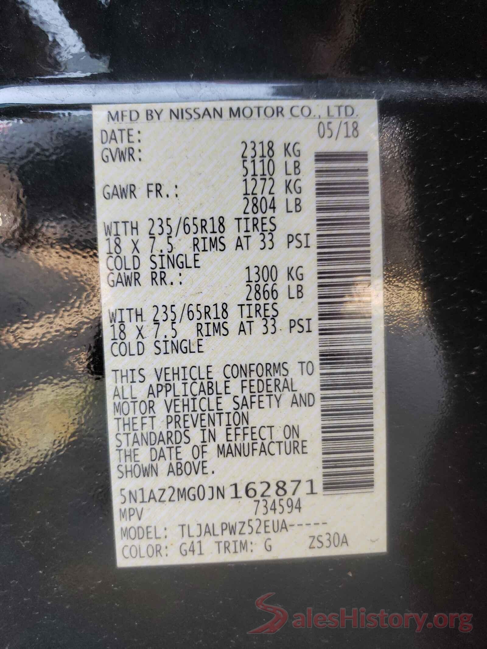 5N1AZ2MG0JN162871 2018 NISSAN MURANO