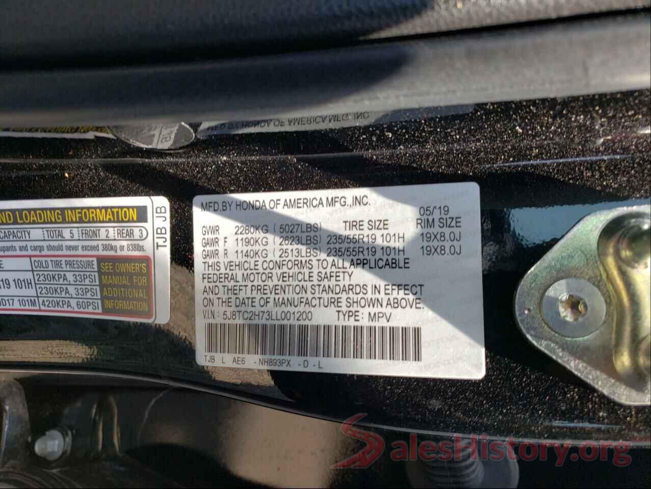 5J8TC2H73LL001200 2020 ACURA RDX