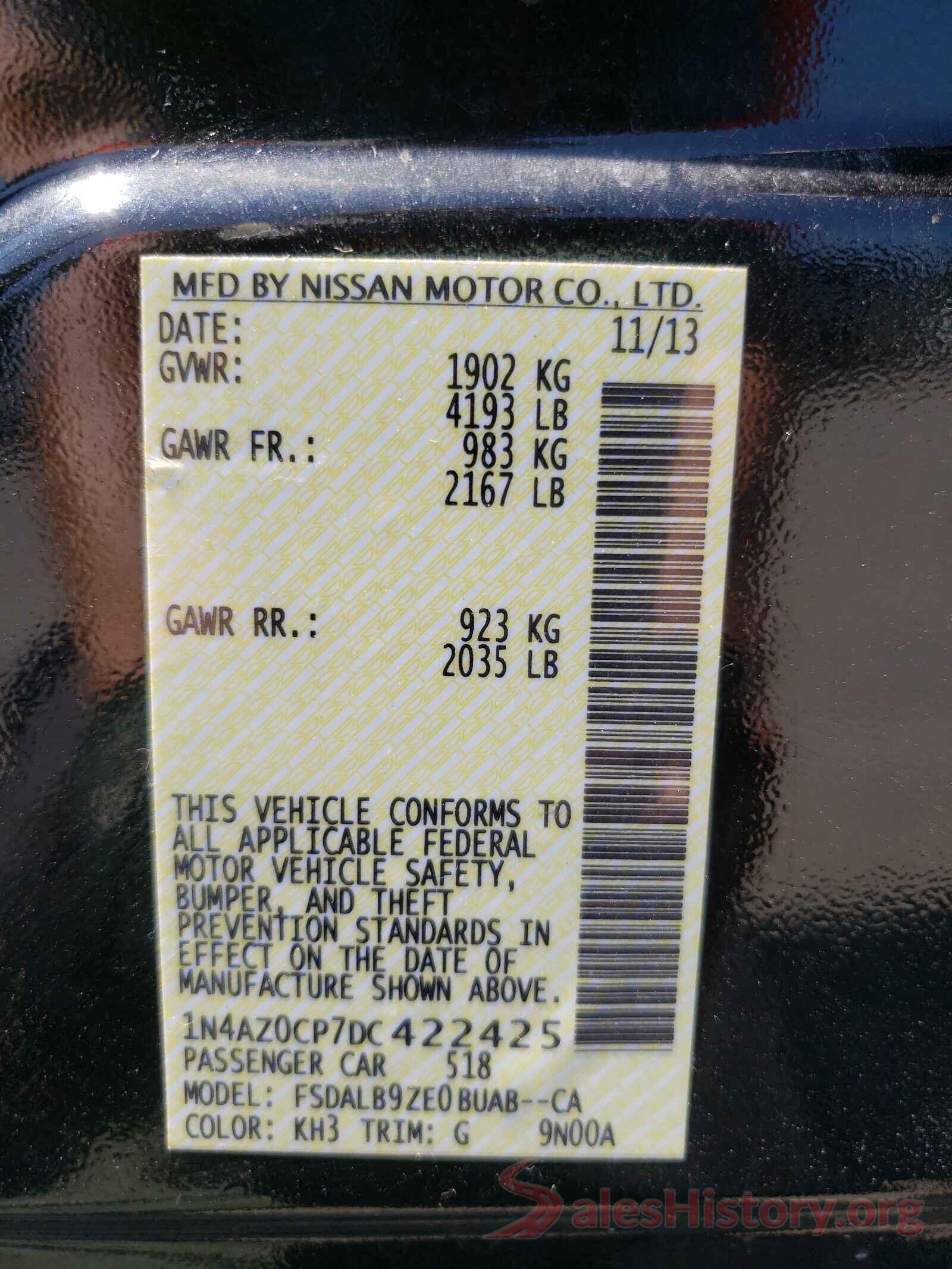 1N4AZ0CP7DC422425 2013 NISSAN LEAF