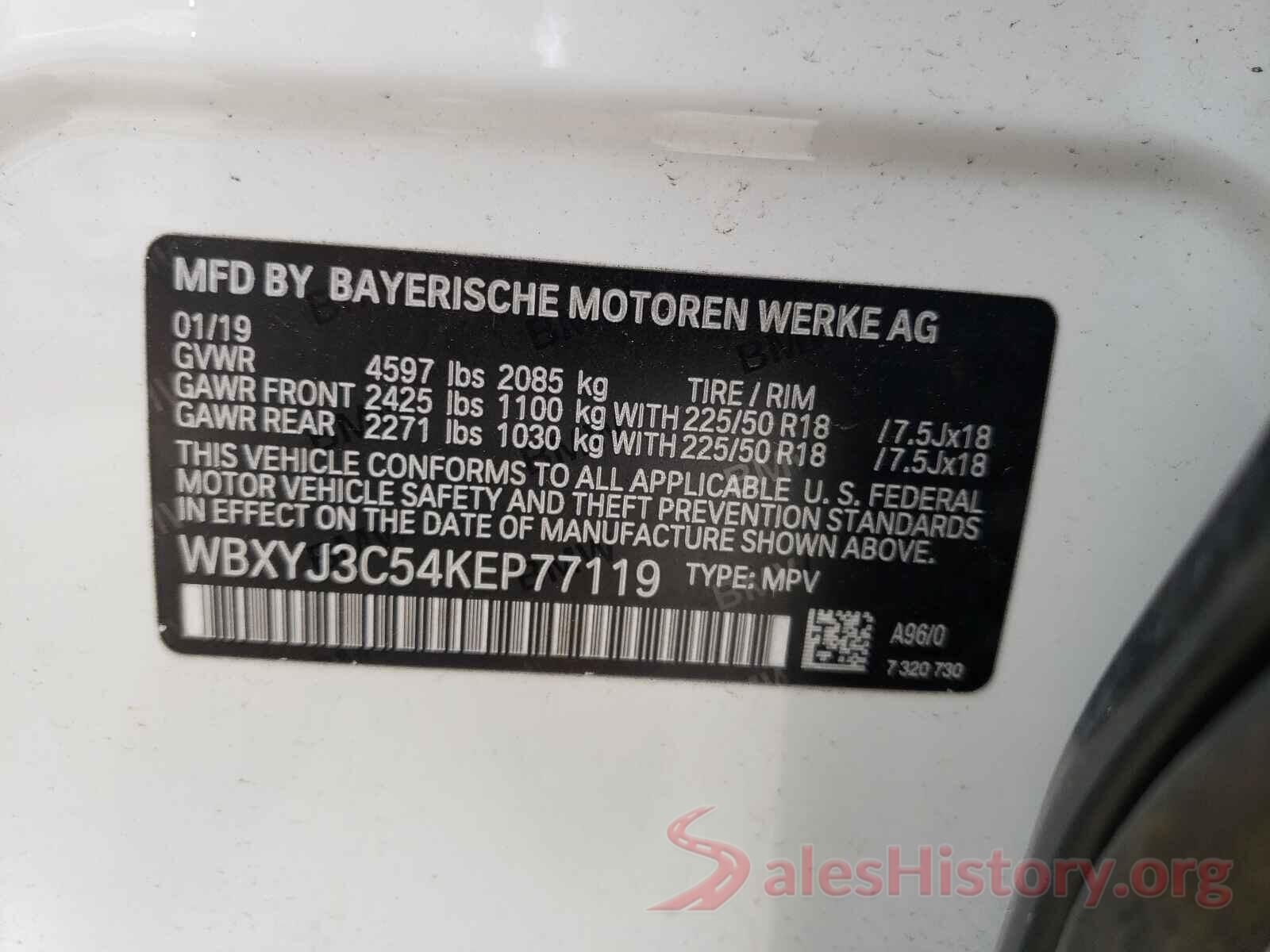 WBXYJ3C54KEP77119 2019 BMW X2