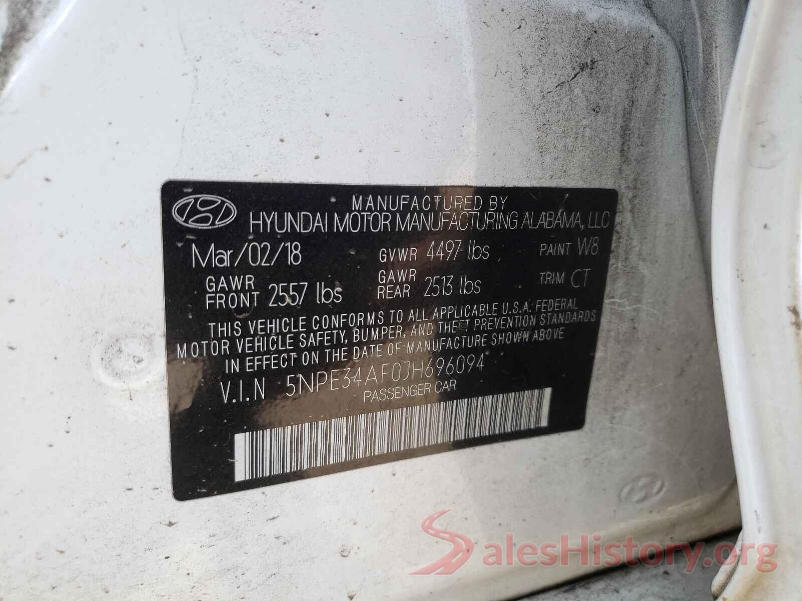 5NPE34AF0JH696094 2018 HYUNDAI SONATA