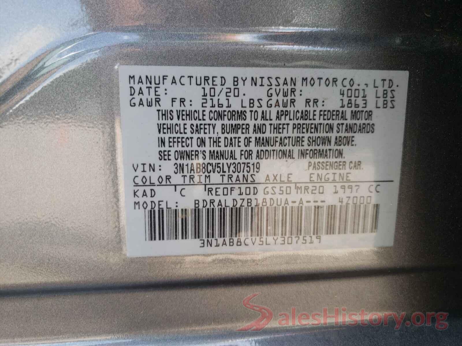 3N1AB8CV5LY307519 2020 NISSAN SENTRA