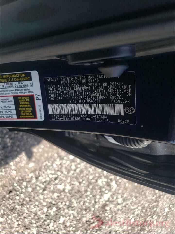 4T1BF1FKXGU583553 2016 TOYOTA CAMRY