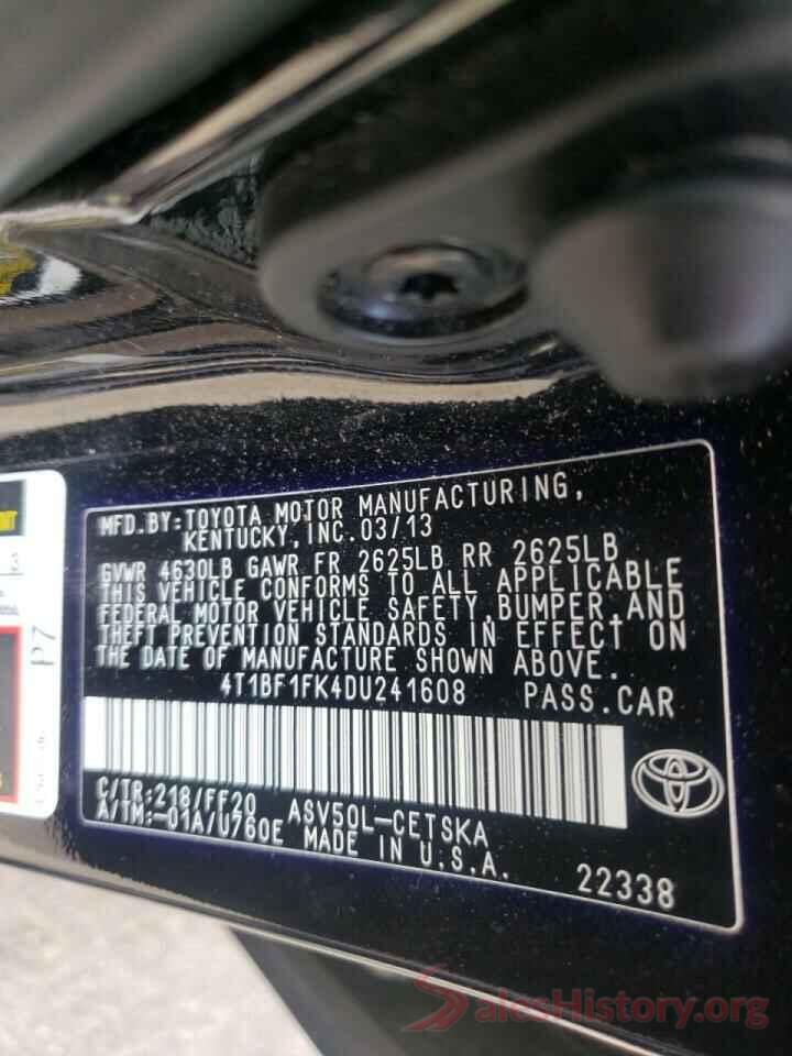 4T1BF1FK4DU241608 2013 TOYOTA CAMRY